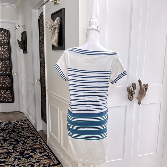 Nautical Breton Stripe Cotton Shift Dress Boat Neck Coastal Preppy XL - Picture 3 of 11